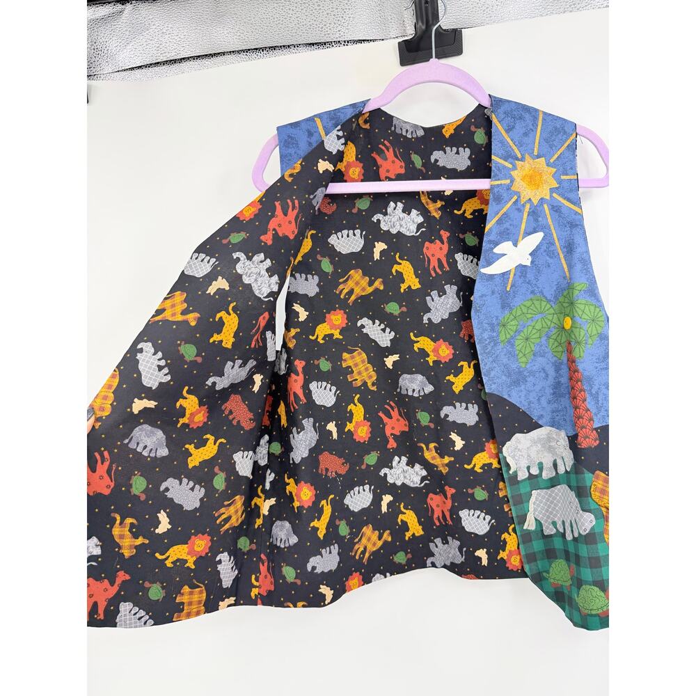 Handmade Teachers Vest Allover Animals Patchwork Size M Colorful Novelty - Picture 6 of 10